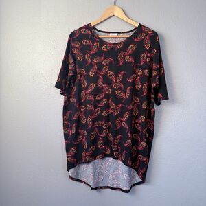 LulaRoe Shirt Woman’s Size S  Black Red Relaxed Tunic Boho Casual